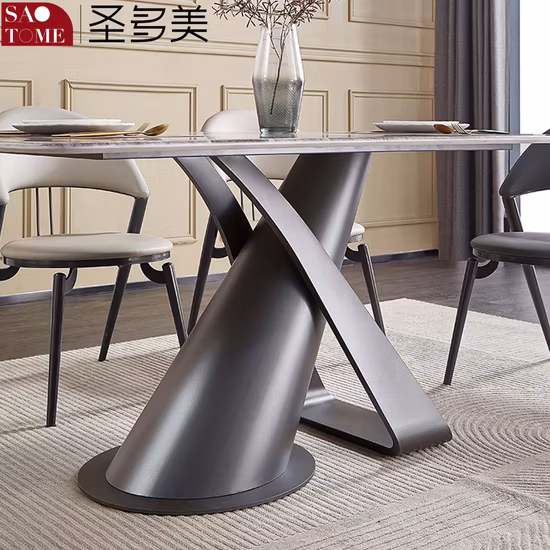 Modern Household Stainless Steel Base Marble/Rock Slab Dining Table